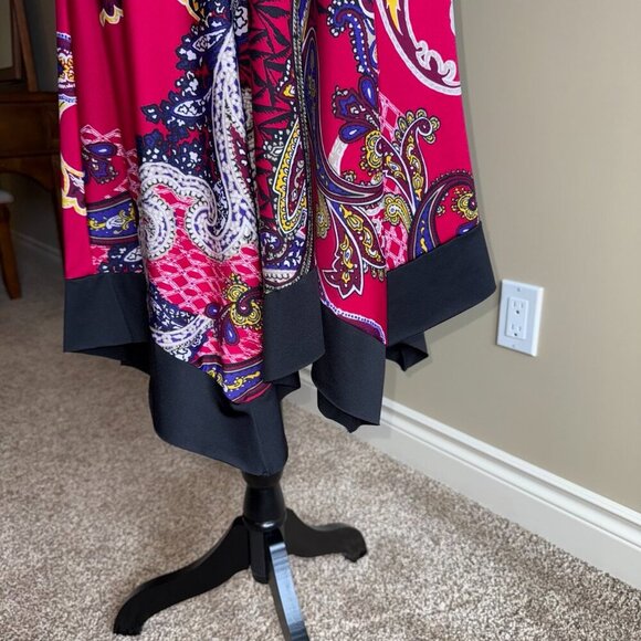 George pink colorful sleeveless summer dress with asymmetrical hem - Picture 6 of 13